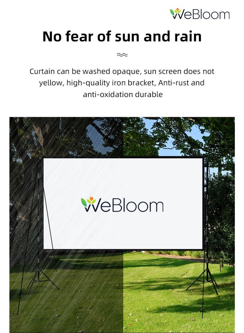 WeBloom 120 Inch 16:9 Super Portable Projection Screen with Dual Tripod Stands 4K/1080P HD Foldable Milk Silk Projector Screen for Indoor Outdoor Home Theater Office Meeting Education - Image 3